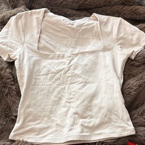 Pink Rose Cream Square Neck Tee